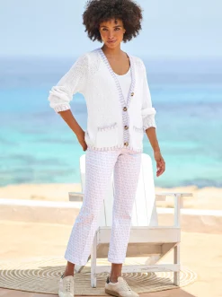 Strickjacken|heine Cardigan ecru-flieder