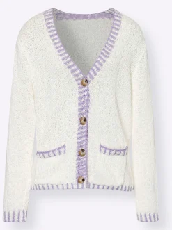 Strickjacken|heine Cardigan ecru-flieder