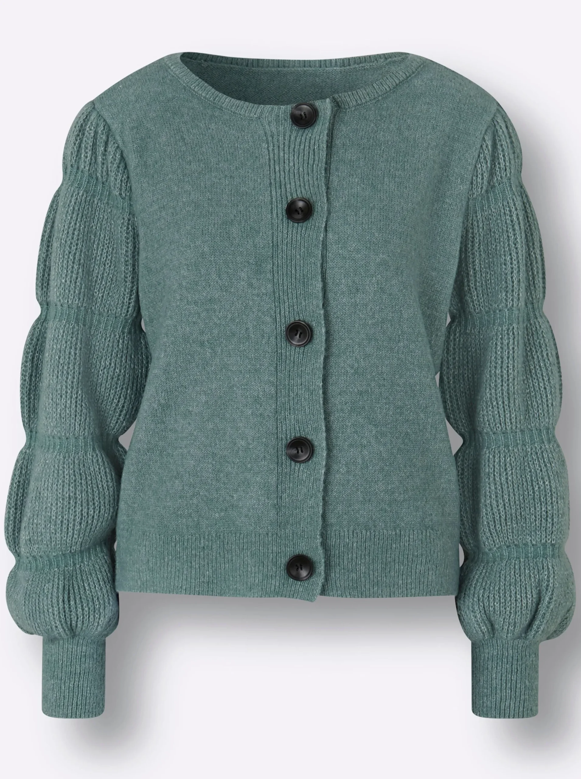 Strickjacken| Cardigan aus Grobstrick, mit Wolle jade