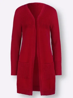 Strickjacken| Cardigan mit 2 Taschen rot