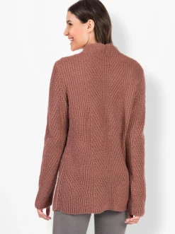 Strickjacken| Cardigan mit Grobstrick- und Zopfmuster rosenholz-meliert