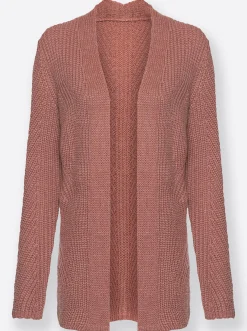 Strickjacken| Cardigan mit Grobstrick- und Zopfmuster rosenholz-meliert