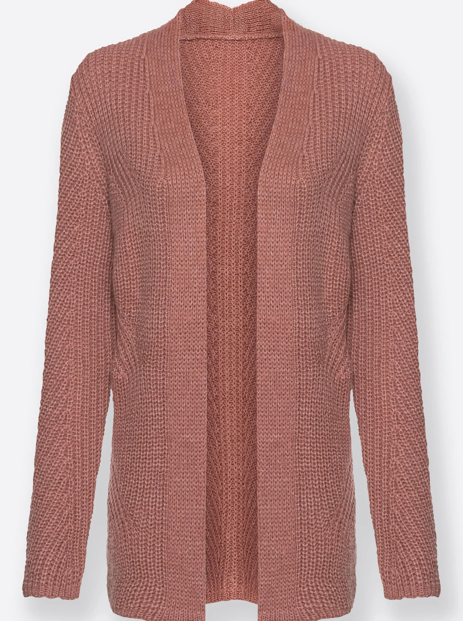 Strickjacken| Cardigan mit Grobstrick- und Zopfmuster rosenholz-meliert