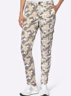 Hosen|heine Cargohose im Camouflage-Dessin ecru-hellgrau-bedruckt
