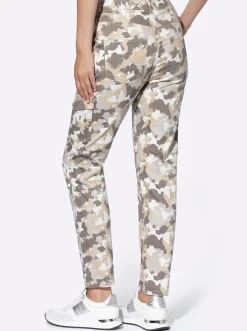 Hosen|heine Cargohose im Camouflage-Dessin ecru-hellgrau-bedruckt