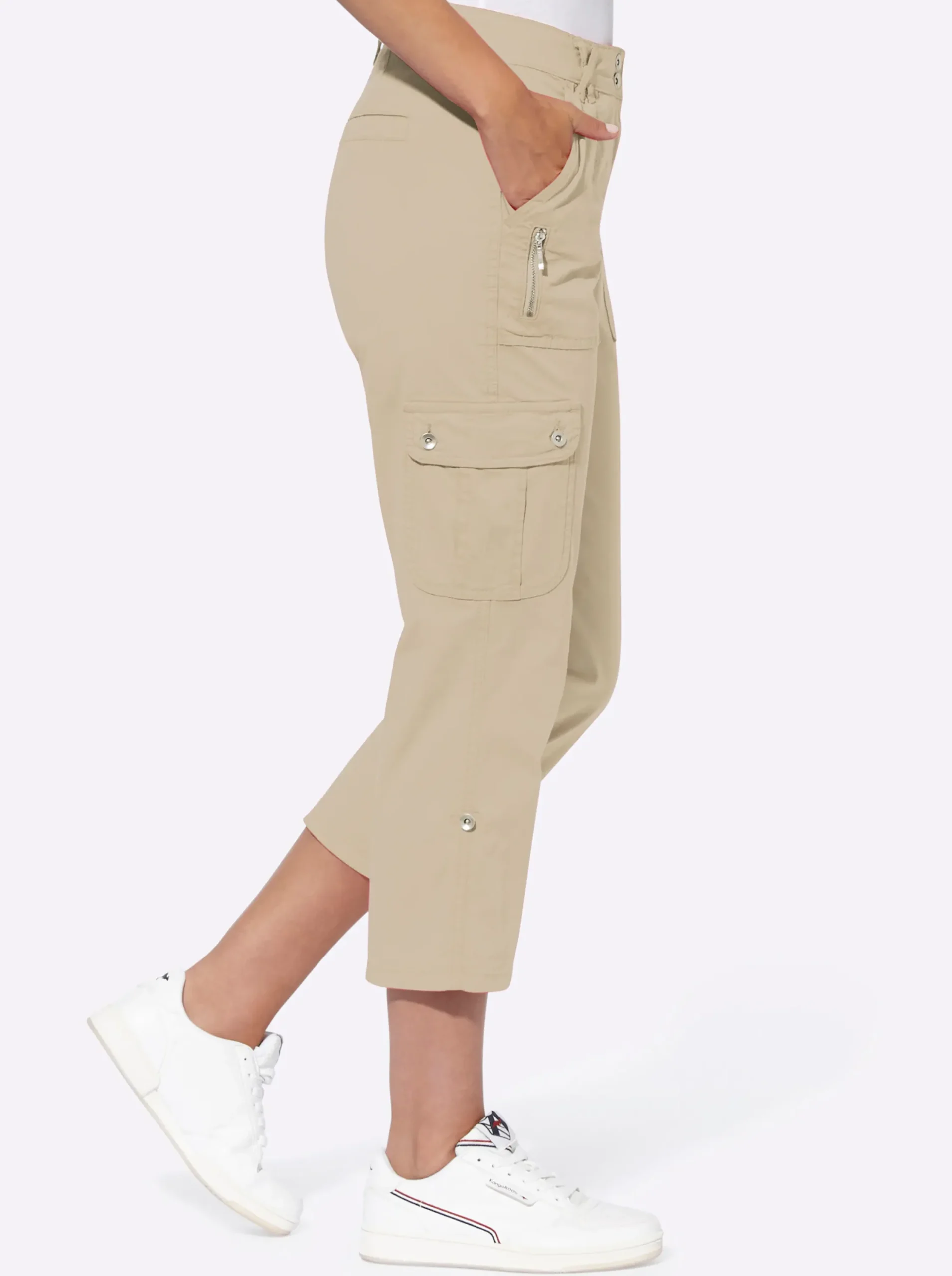Hosen|heine Cargohose in verkürzter Länge beige