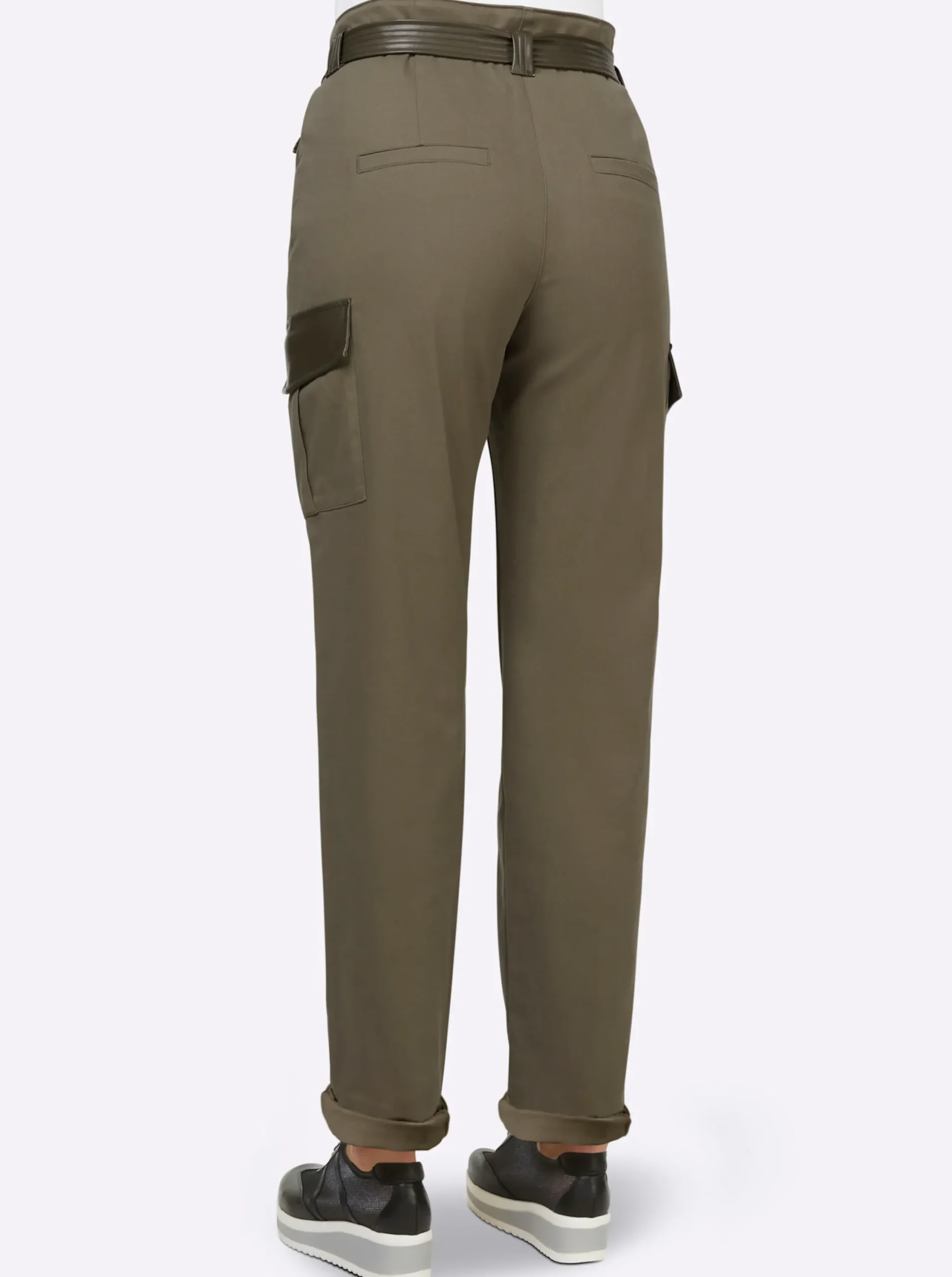 Hosen|heine Cargohose mit Lederimitat-Details khaki