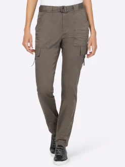 Hosen|heine Cargohose mit Textilgürtel dunkeltaupe
