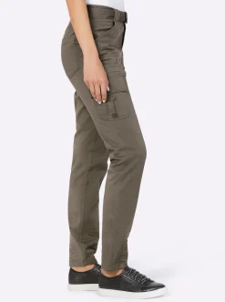 Hosen|heine Cargohose mit Textilgürtel dunkeltaupe