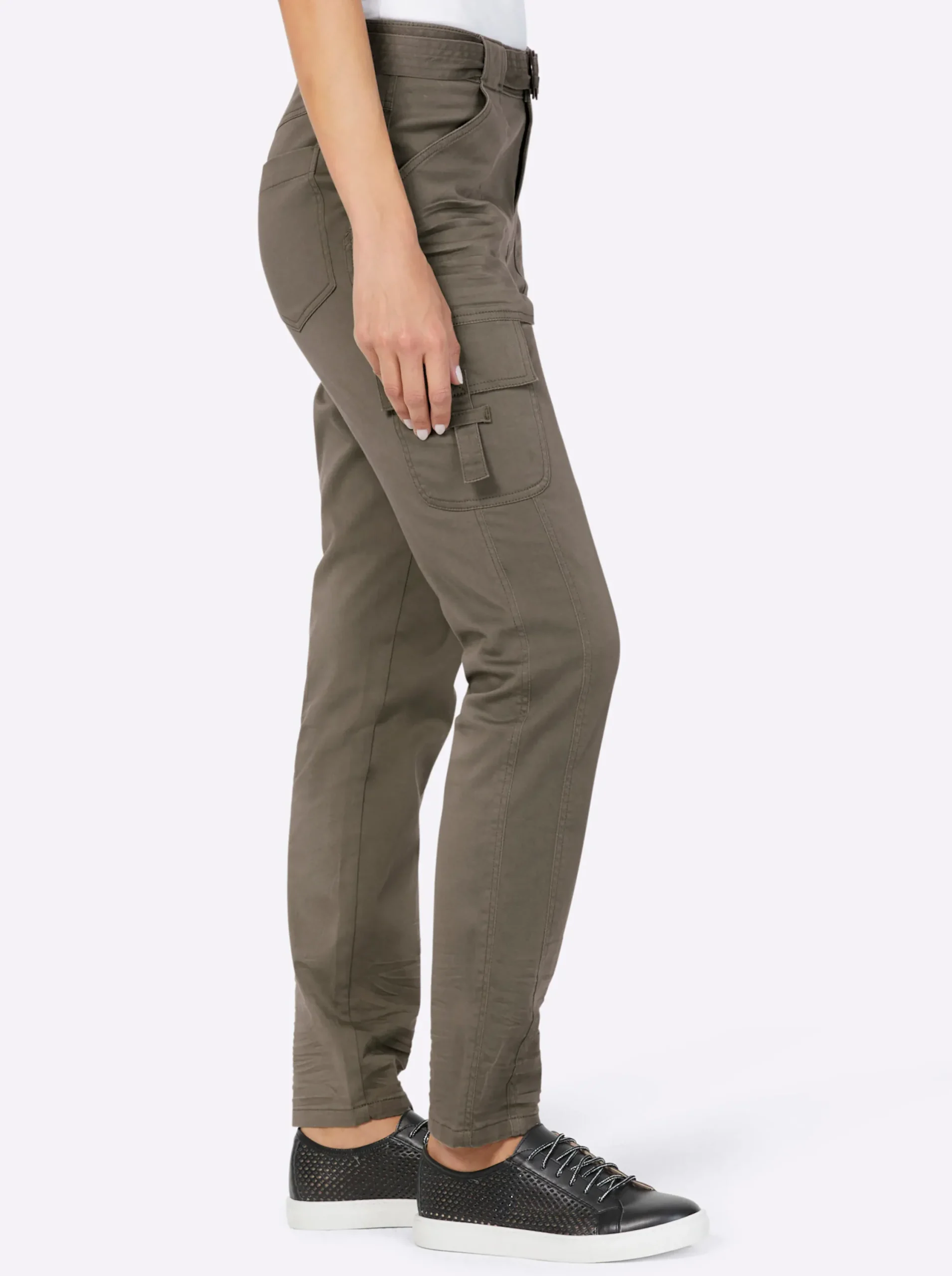 Hosen|heine Cargohose mit Textilgürtel dunkeltaupe