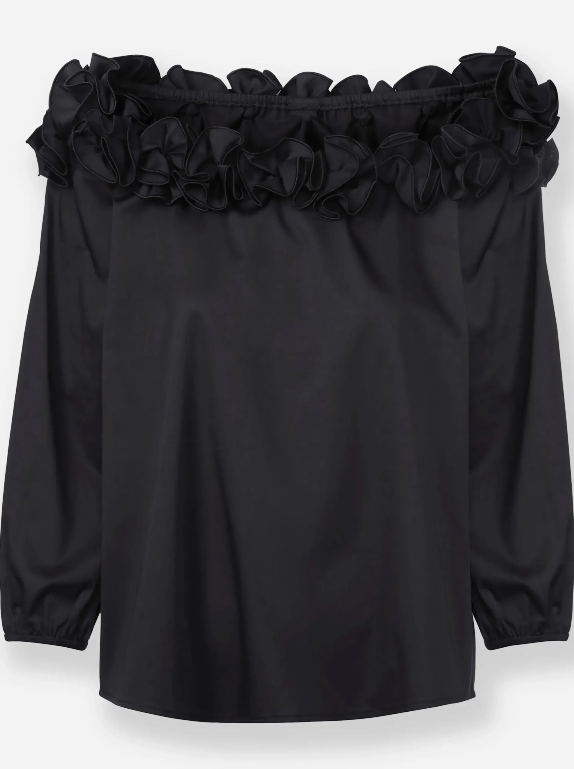 Blusen|heine Carmenbluse mit 3D-Blumen am Ausschnitt schwarz