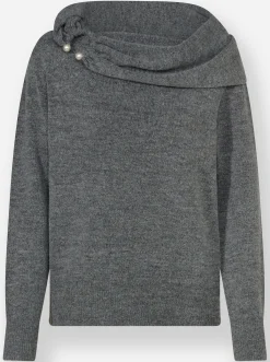 Pullover|heine Carmenpullover mit Zierperlen anthrazit-meliert