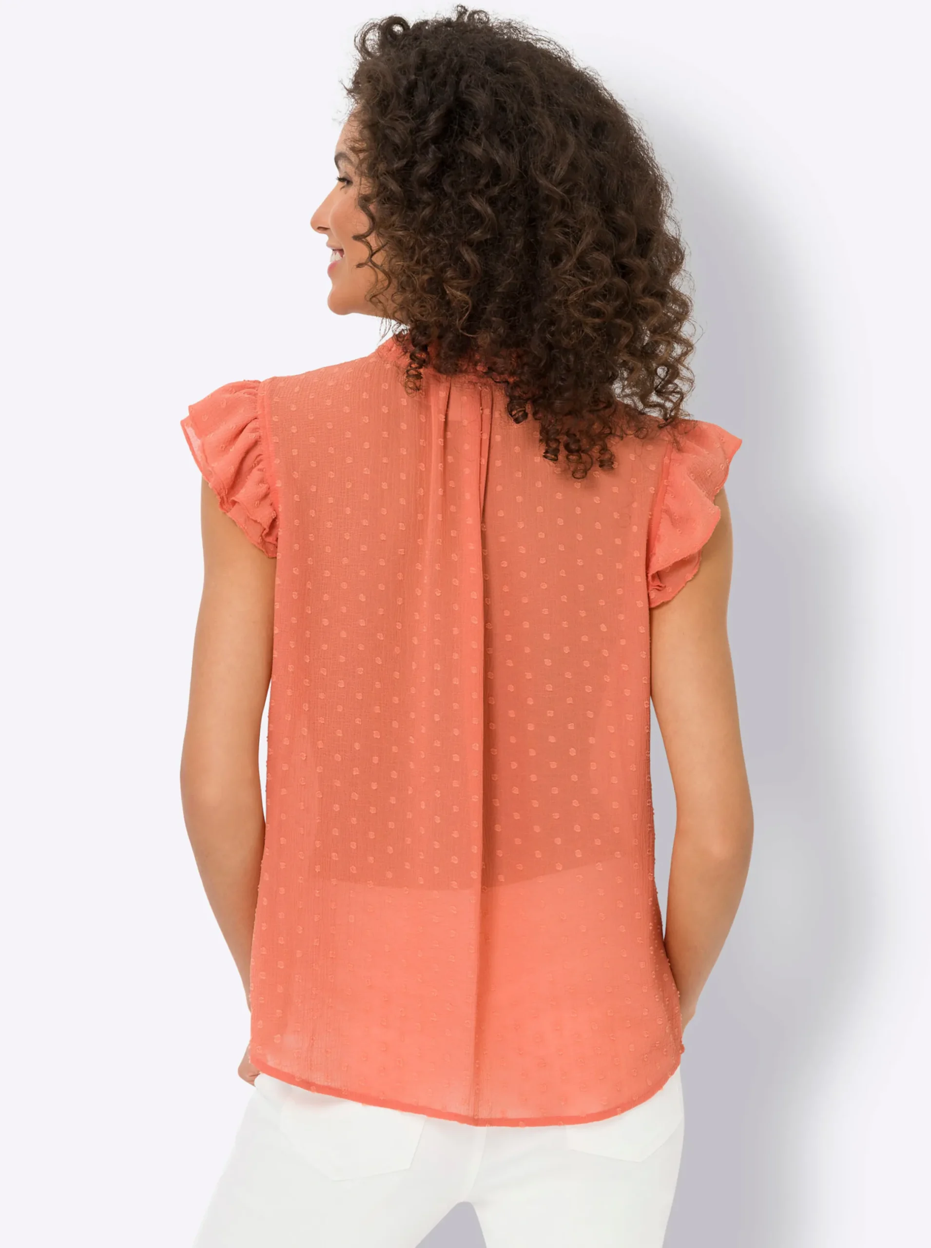 Blusen|heine Chiffonbluse mit Flügel-Ärmel papaya