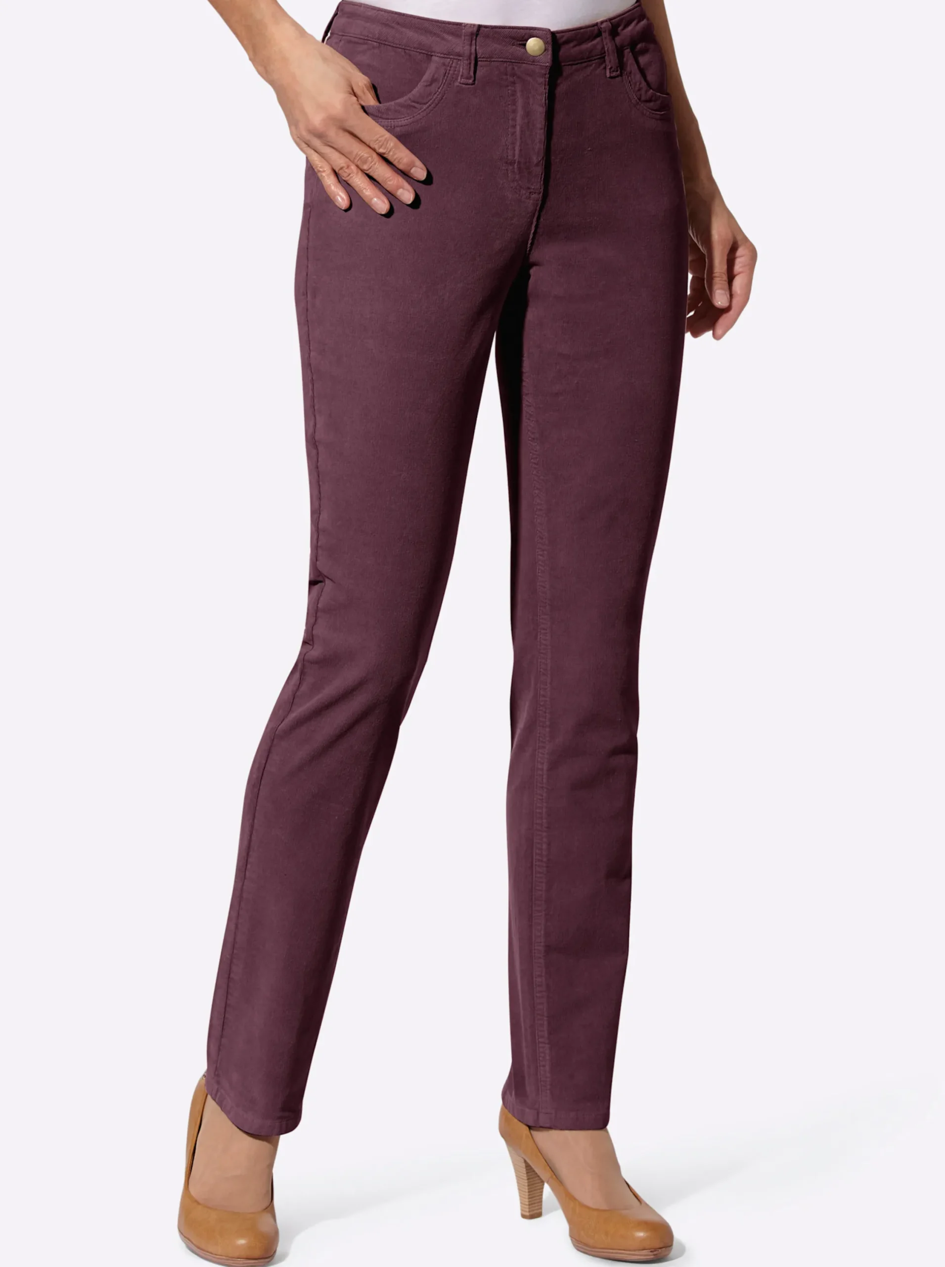 Hosen| Cordhose in Stretch-Qualität burgund