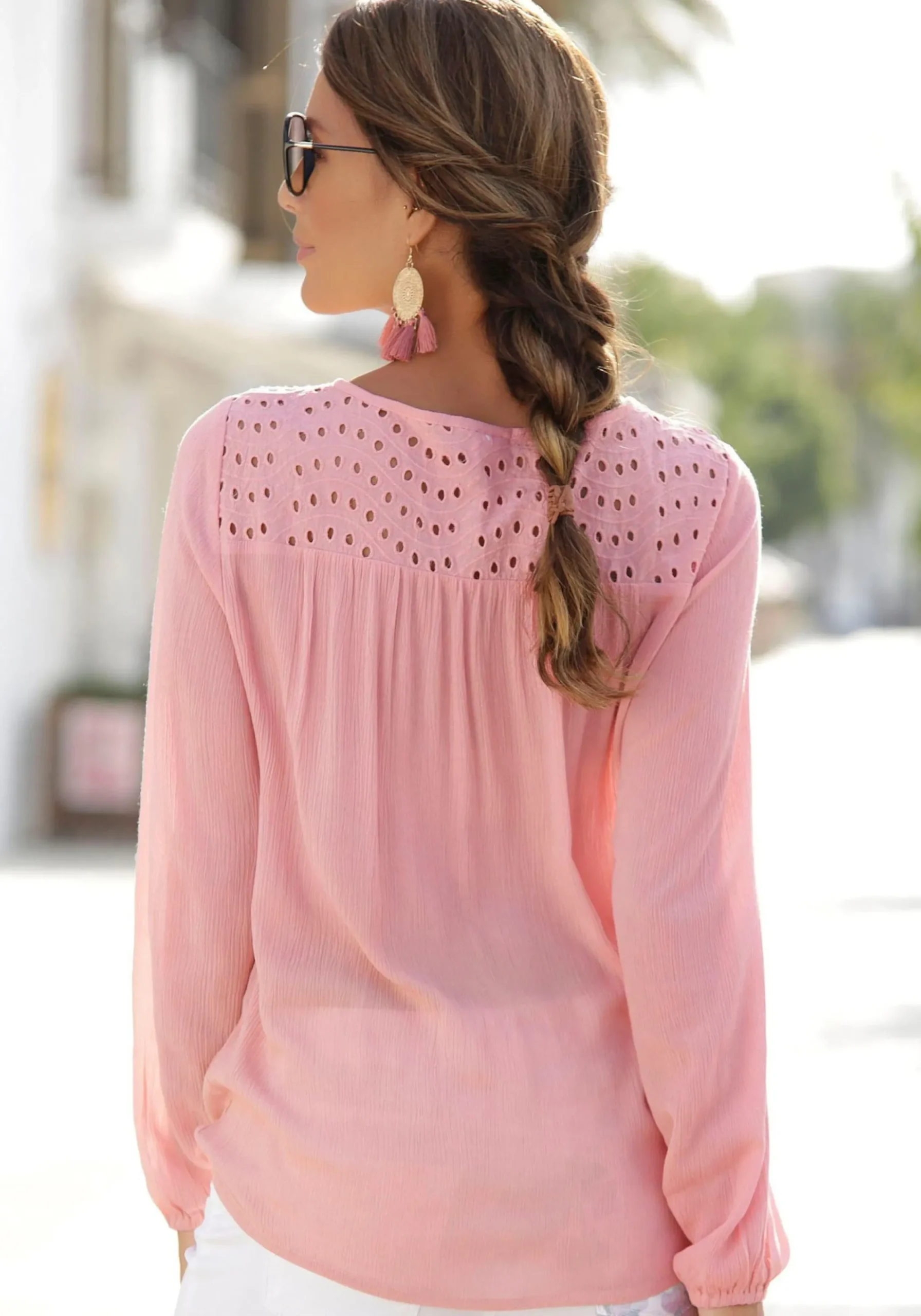 Strandmode|Blusen|LASCANA Crepebluse mauve