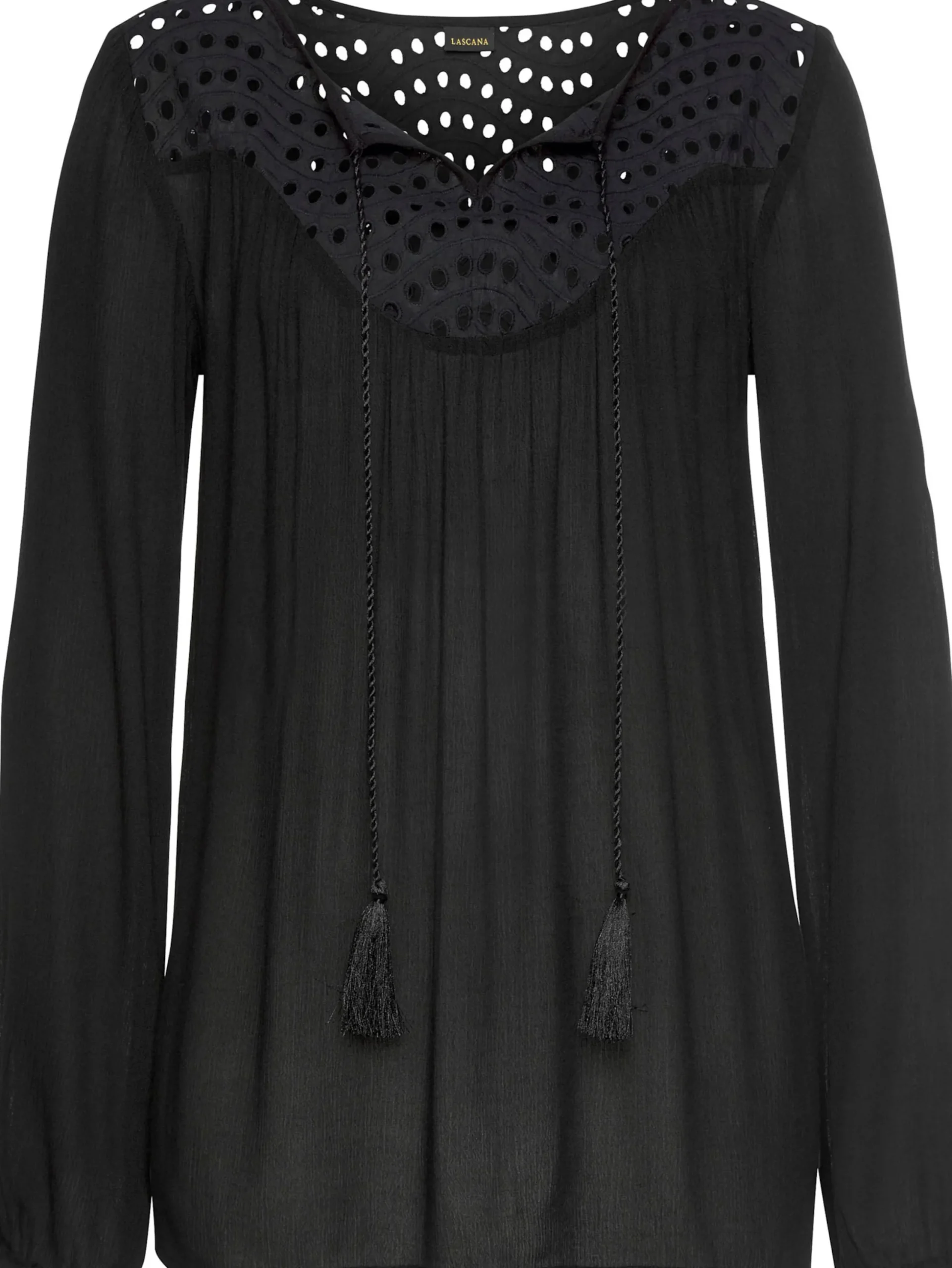 Strandmode|LASCANA Crepebluse schwarz