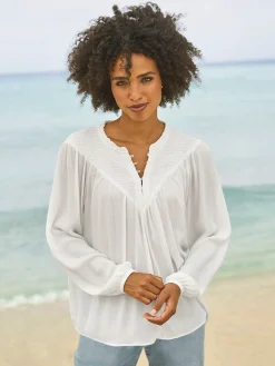 Blusen|heine Crinklebluse ecru