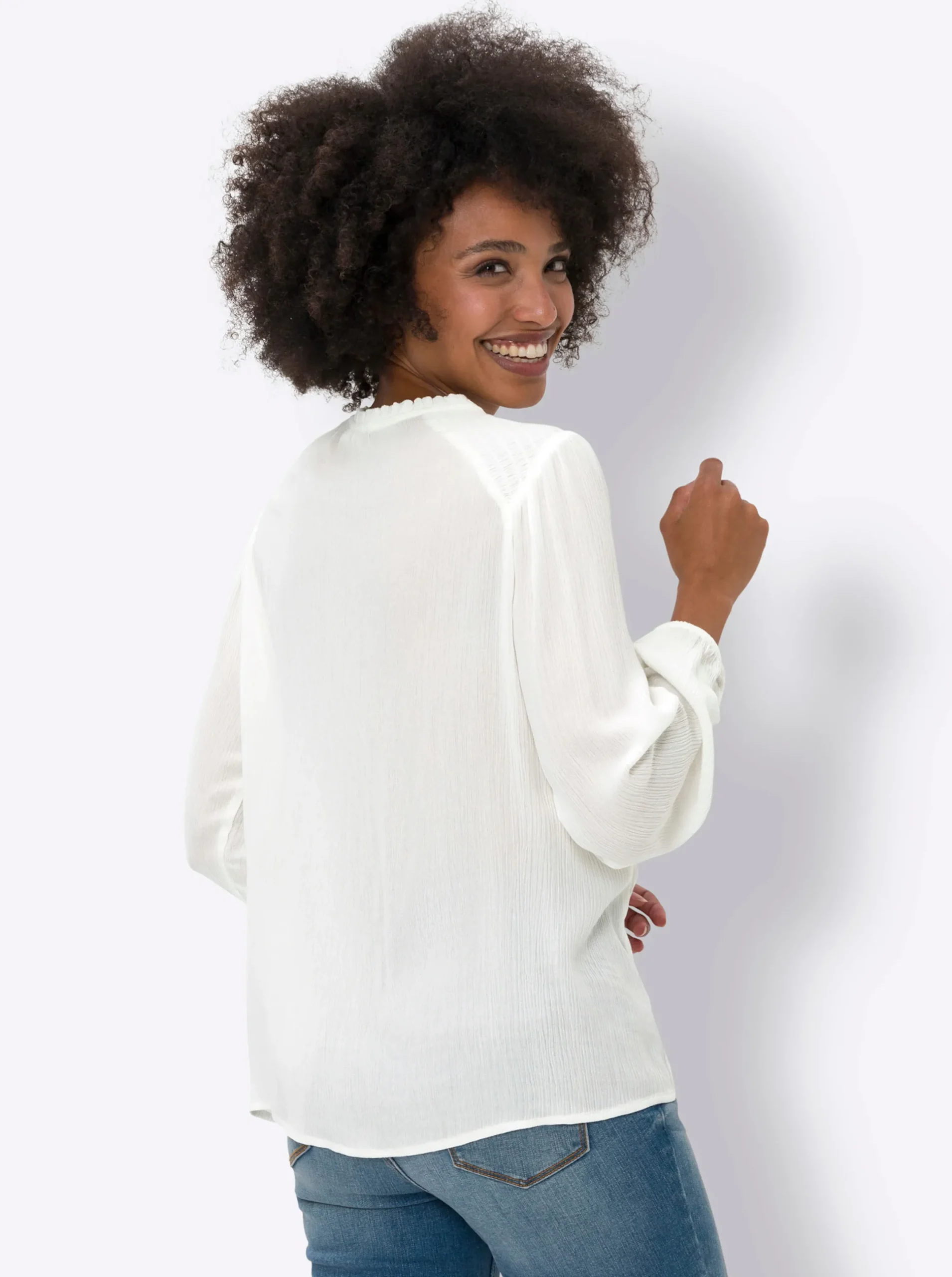 Blusen|heine Crinklebluse ecru