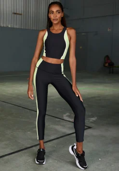 Homewear|LASCANA ACTIVE Crop-Top schwarz/grün