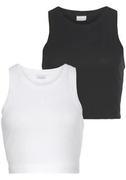 Shirts|LASCANA Crop-Top weiß+schwarz
