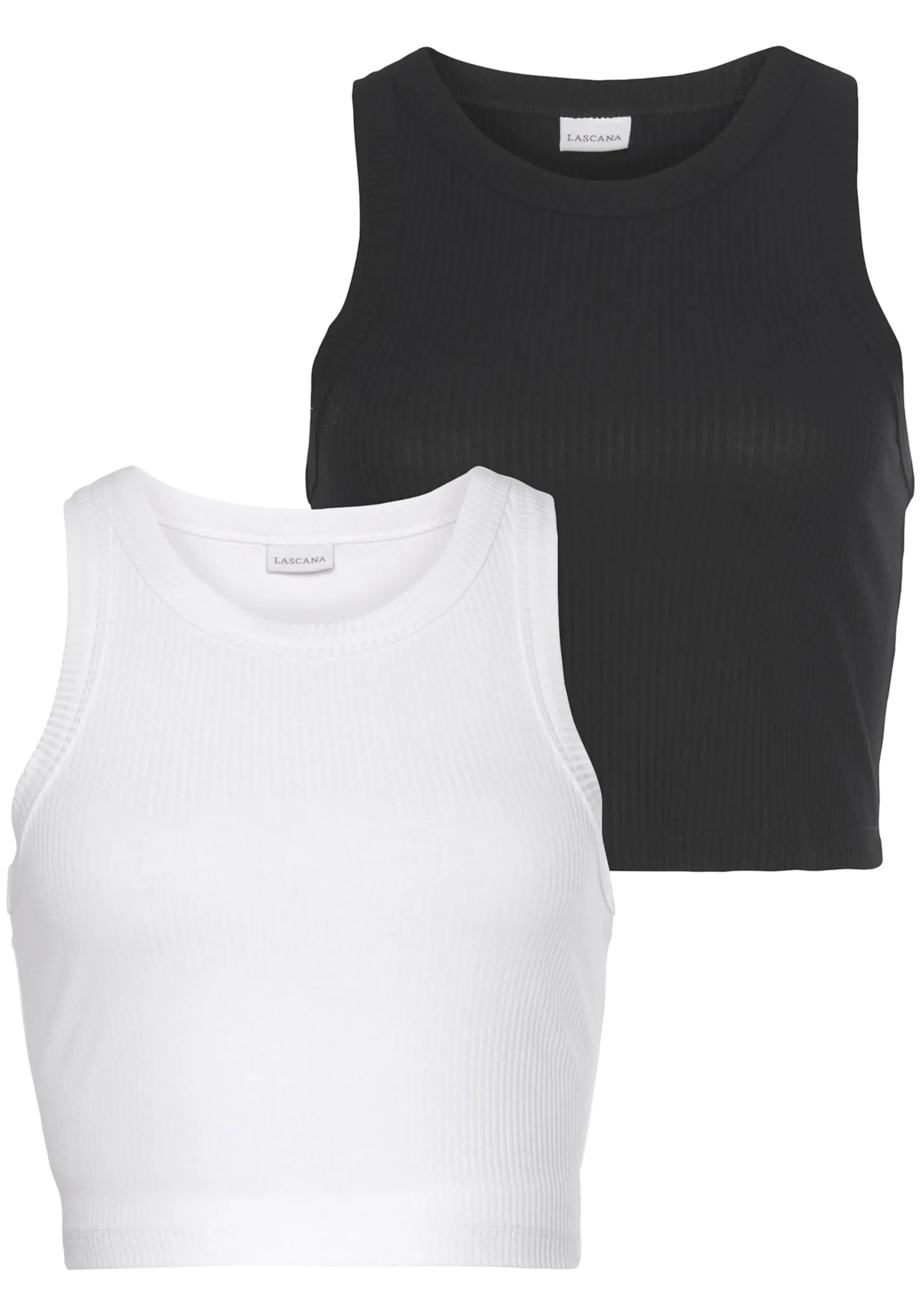 Shirts|LASCANA Crop-Top weiß+schwarz