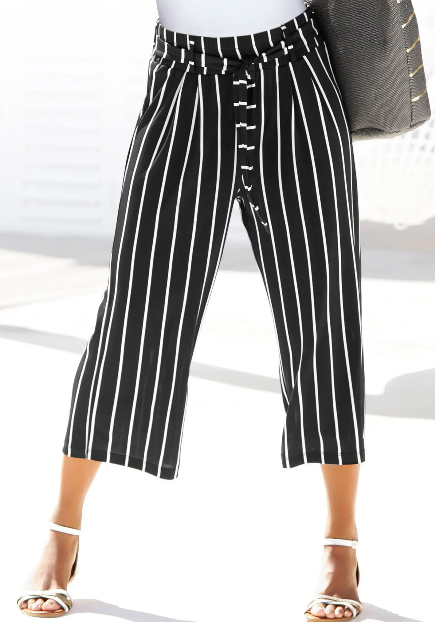 Strandmode|Hosen|LASCANA Culotte schwarz-weiß-gestreift
