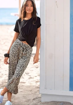 Strandmode|Hosen|LASCANA Culotte schwarz-sand-bedruckt