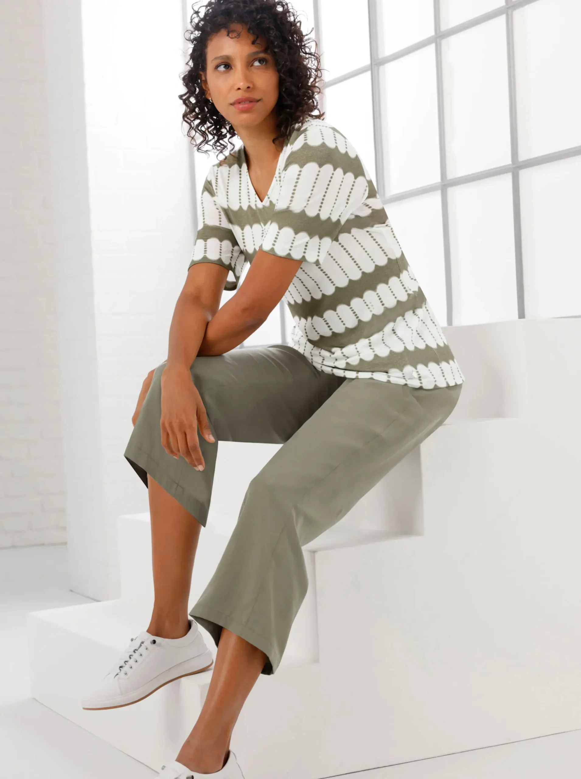 Hosen|Stehmann Comfort line Culotte mit Dehnbund khaki