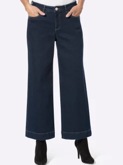 Jeans|Hosen| Culotte mit Schmuckknopf vorne darkblue