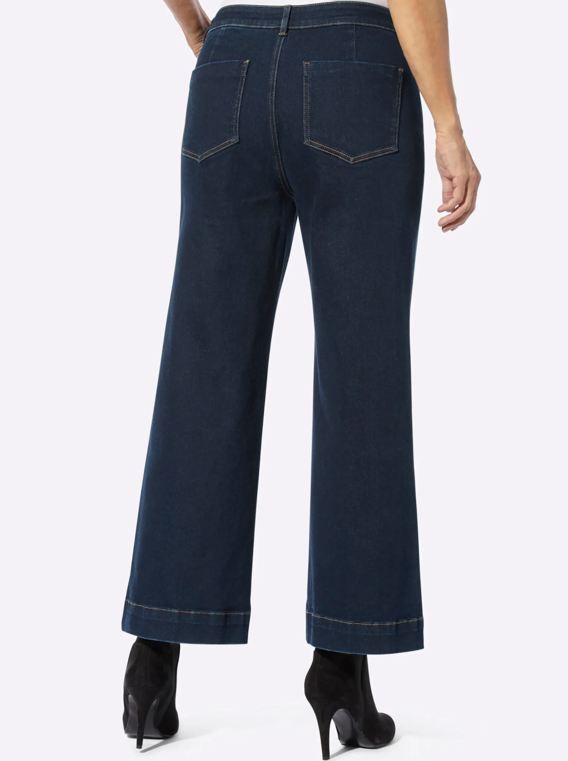 Jeans|Hosen| Culotte mit Schmuckknopf vorne darkblue
