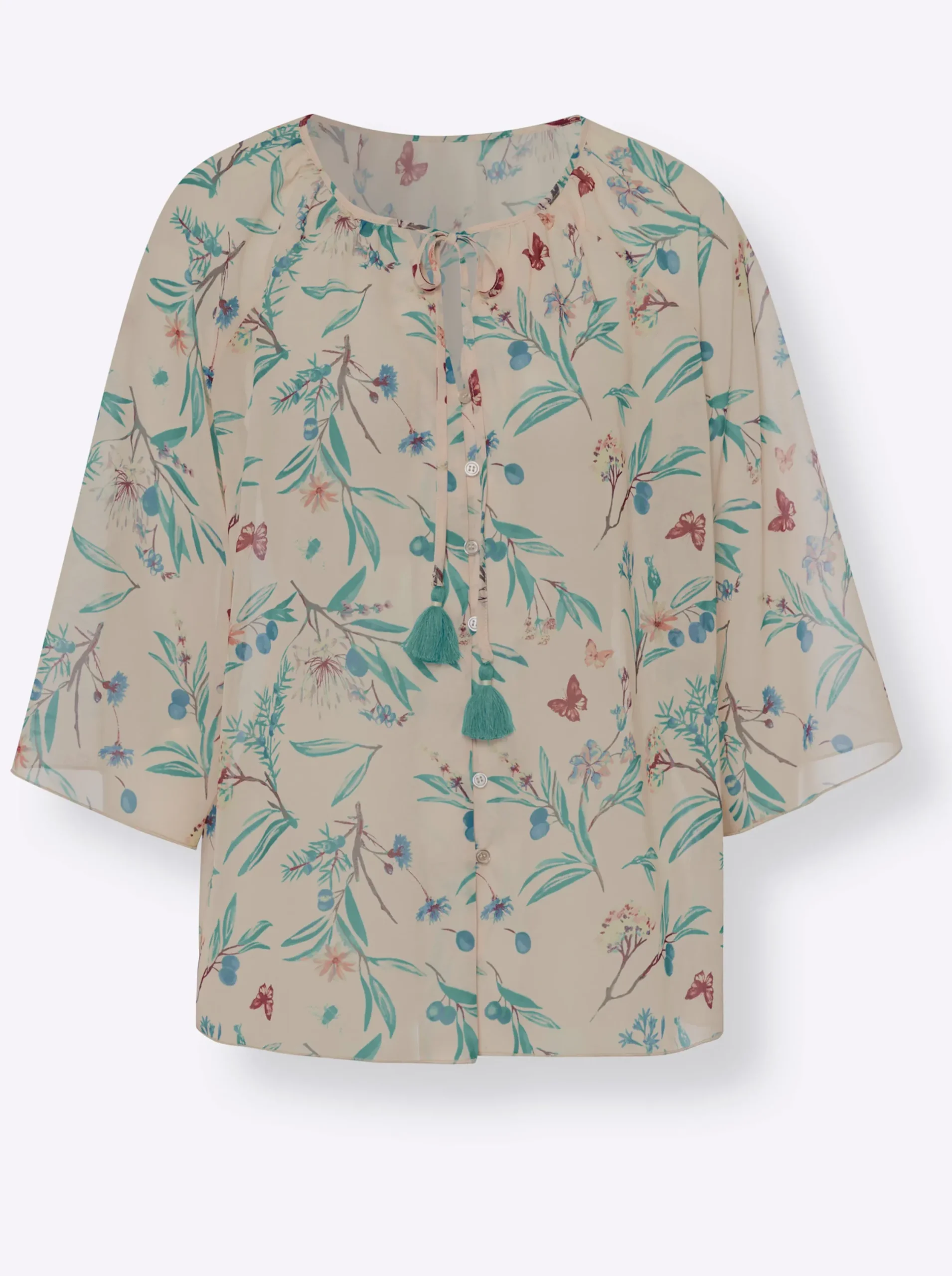 Blusen|heine Druckbluse elfenbein-salbei-bedruckt
