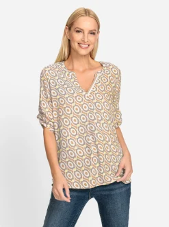 Strandmode|Blusen|heine Druckbluse ecru-sesam-bedruckt