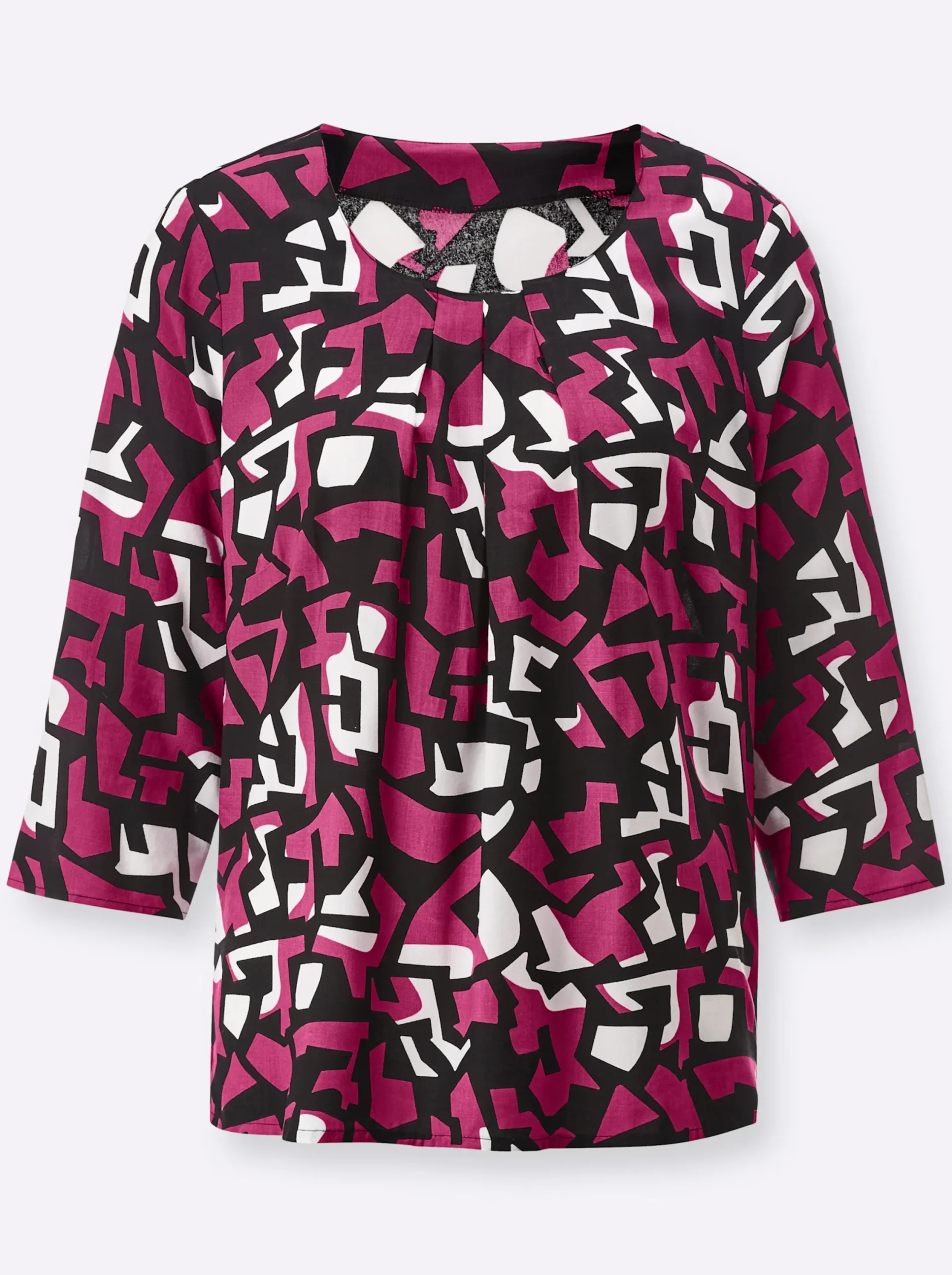 Blusen| Druckbluse fuchsia-schwarz-bedruckt