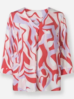 Strandmode|heine Druckbluse grapefruit-flieder-bedruckt