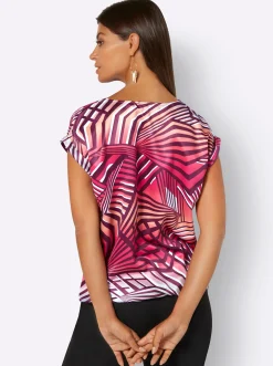 Blusen| Druckbluse pink-weiß-bedruckt