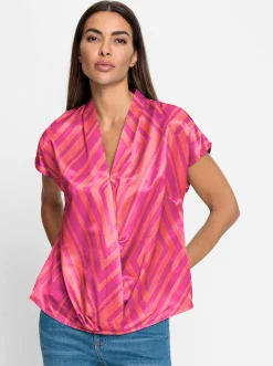 Blusen|heine Druckbluse fuchsia-hummer-bedruckt