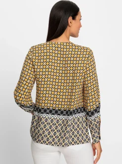 Blusen|heine Druckbluse ocker-schwarz-bedruckt