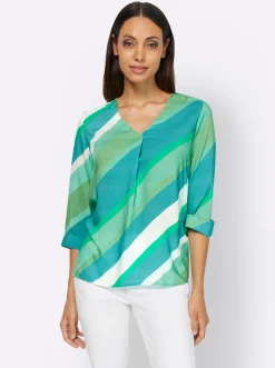 Strandmode|Blusen|heine Druckbluse grasgrün-smaragd-bedruckt