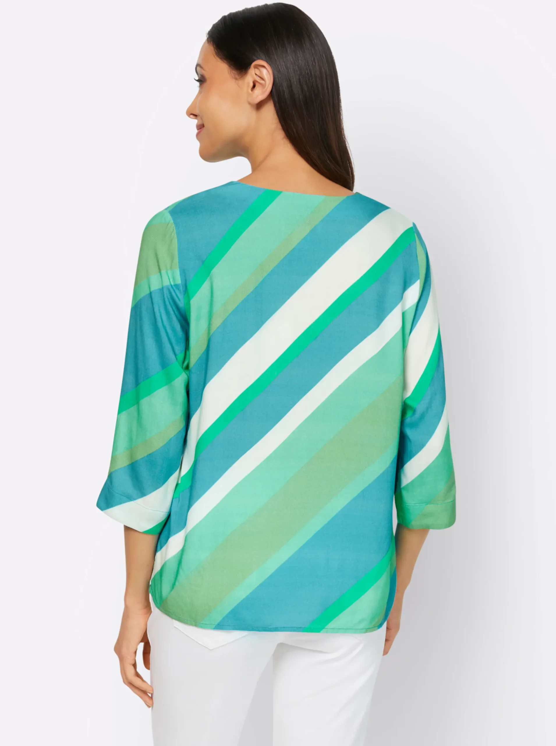 Strandmode|Blusen|heine Druckbluse grasgrün-smaragd-bedruckt