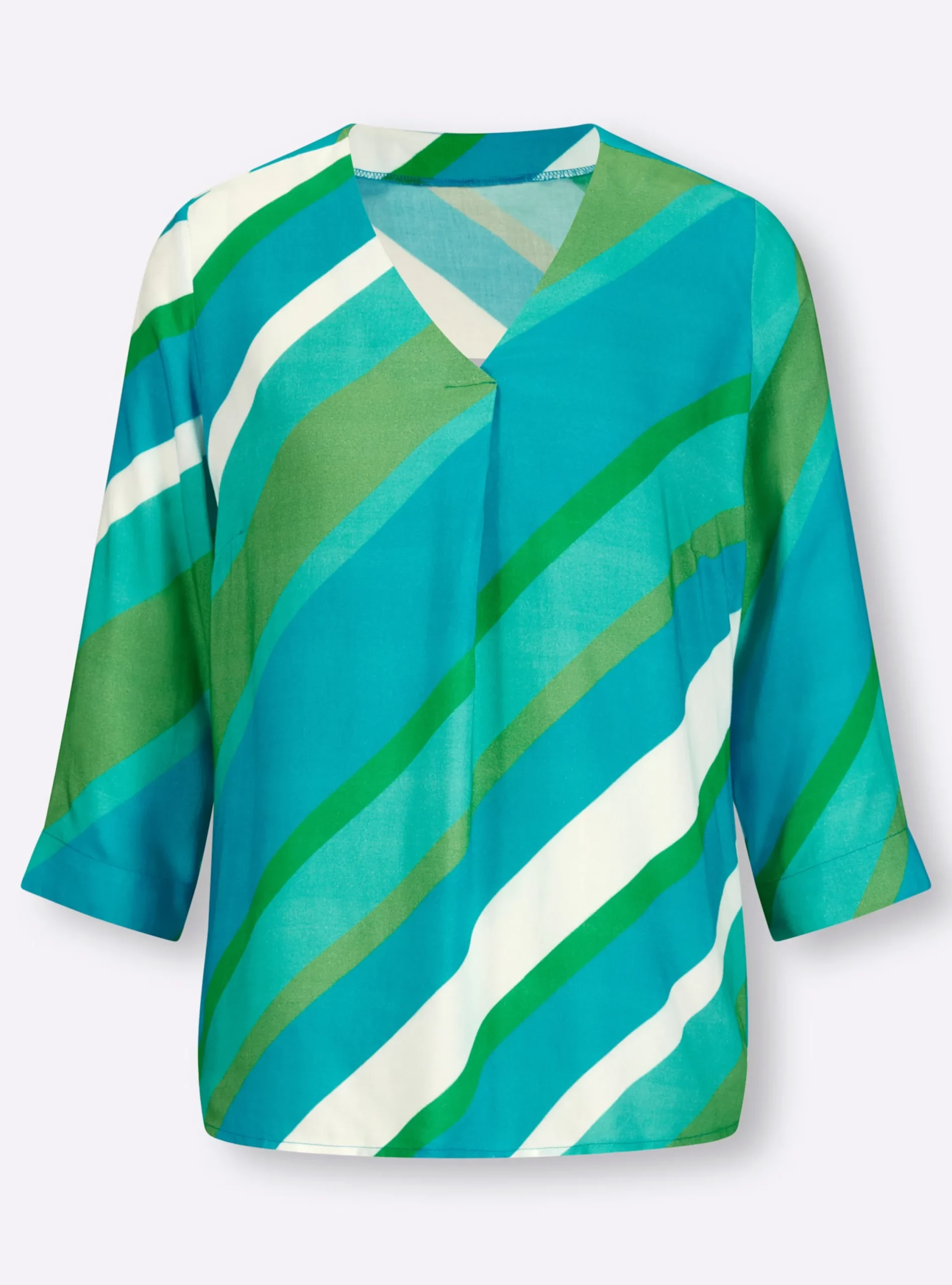 Strandmode|Blusen|heine Druckbluse grasgrün-smaragd-bedruckt