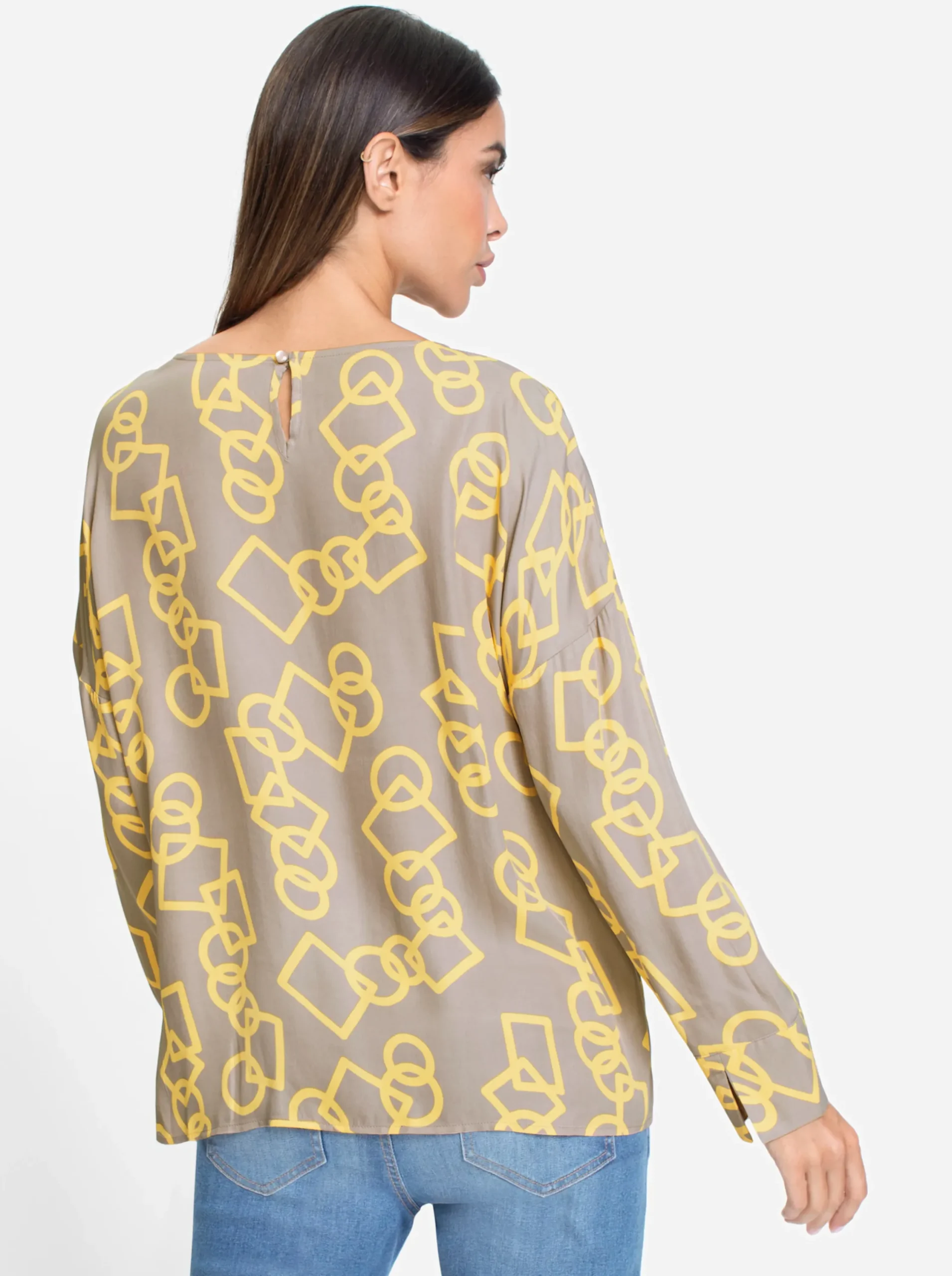 Blusen|heine Druckbluse sesam-gelb-bedruckt
