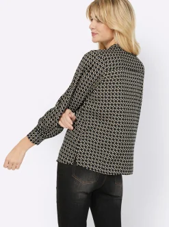 Blusen|heine Druckbluse schwarz-camel-bedruckt