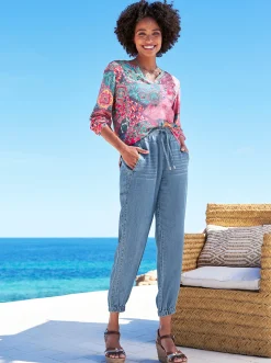 Strandmode|Blusen|heine Druckbluse erdbeere-ozean-bedruckt