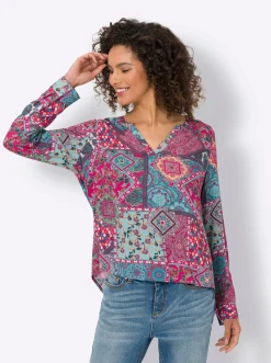 Strandmode|Blusen|heine Druckbluse erdbeere-ozean-bedruckt