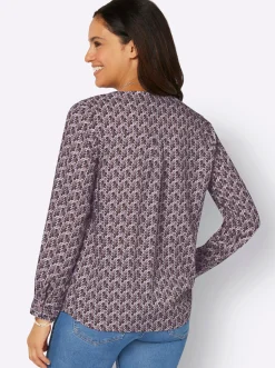 Blusen| Druckbluse aus Viskose in ECOVERO-Qualität mauve-dunkeltaupe-bedruckt