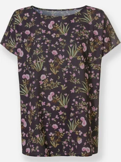 Blusen| Druckbluse in pflegeleichter Qualität schwarz-rosé-bedruckt