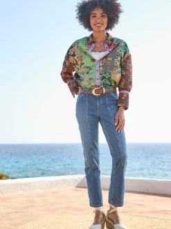 Blusen|heine Druckbluse mit Knopfleiste erdbeere-schilf-bedruckt