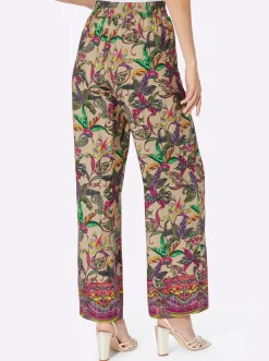 Hosen|heine Druckhose beige-oliv-bedruckt