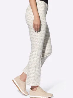 Hosen|heine Druckhose beige-ecru-bedruckt