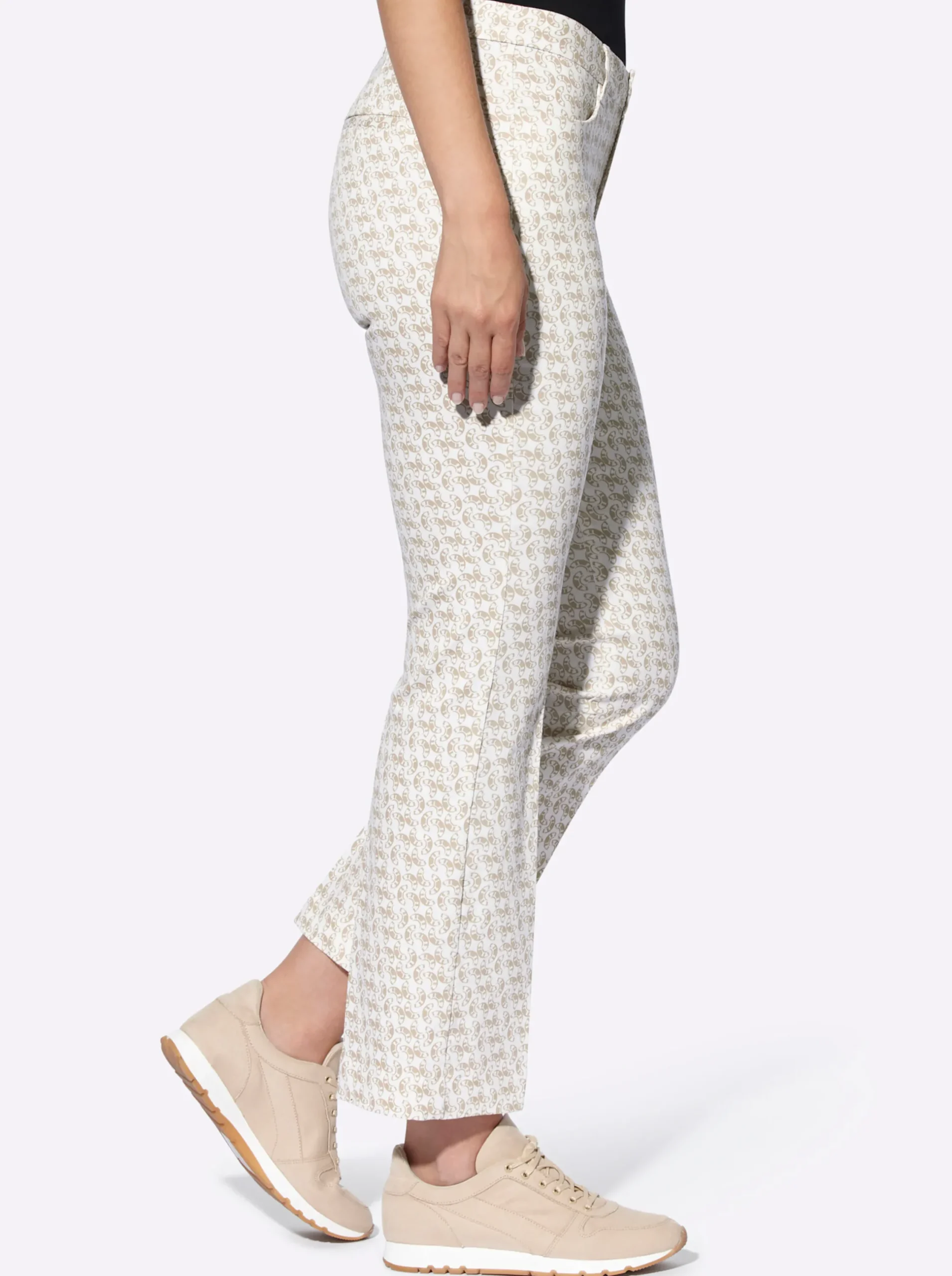 Hosen|heine Druckhose beige-ecru-bedruckt